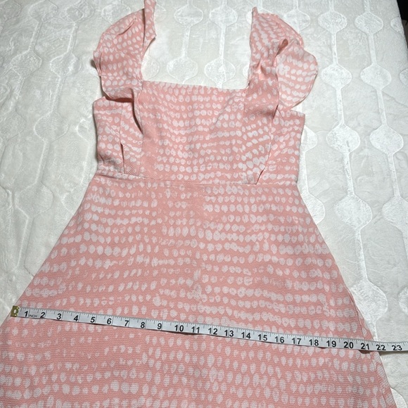 BCBG Paris Pink Ruffle Strap Midi Dress NWNT | Feminine Resort Brunch Boho Chic - Picture 6 of 11